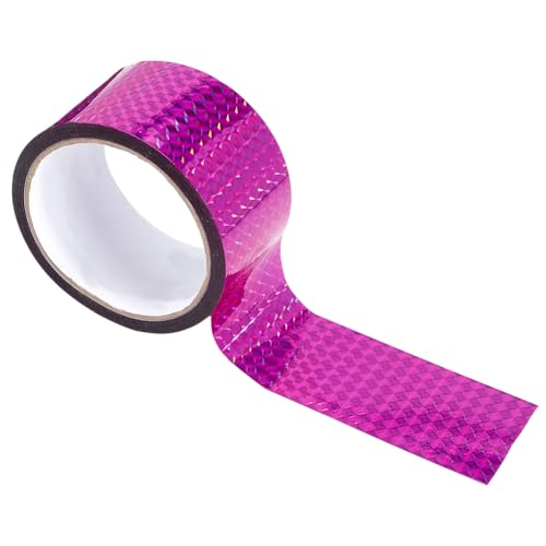GORGECRAFT 50 m Rosa Reflektierendes Klebeband Kunststoffprisma Wasserfest Glänzende Maskierungsdekore Selbstklebende Holografische Bänder Für DIY Kunsthandwerksprojekte Hält Vögel Fern Für Zuhause von GORGECRAFT