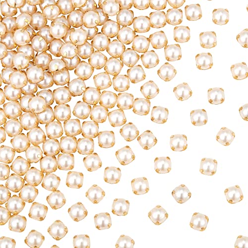 GORGECRAFT 500 Stück Nähperlen Zwei Löcher Zum Aufnähen von Perlen Und Strasssteinen Mit Goldener Klaue Flatback Halbrunde Perle Bekleidungszubehör Für Bastelkleidung (5.5 mm) von GORGECRAFT