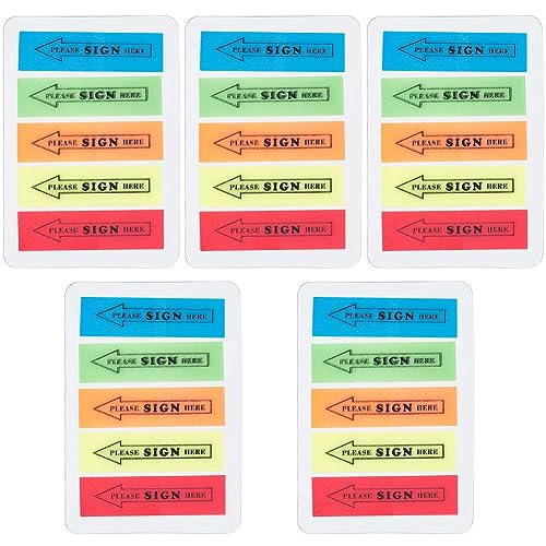 GORGECRAFT 500Stk 5-Farben-Neon-Seitenmarkierungen Farbige Klebereiter Pfeil-Index-Registerkarte Buchfahnenstreifen Bitte Hier Unterschreiben Hinweis-Etiketten-Tags Text-Anmerkungsaufkleber von GORGECRAFT