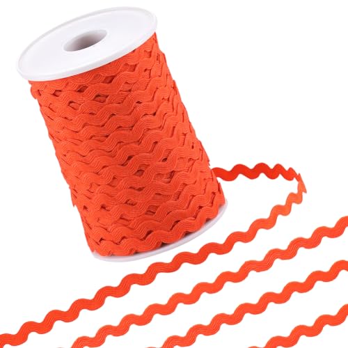 GORGECRAFT 50m X 5mm RIC-Rac-Besatz Biegefransenbesatz Wellenrand Gewebtes Geflochtenes Gurtband Stoff-Spitzenband Für Heimwerker Nähen Kleid Kleidung Verschönerung Dekoration Schleifen-Dekor Orange von GORGECRAFT