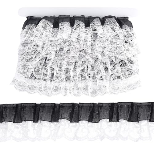 GORGECRAFT 50mm Doppellagiges Chiffon Spitzenband Mit Rüschen 5 Yards Plissierter Satin Spitzenrandbesatz Schwarze Kantenbesätze Tüll Bestickte Besätze Spitzen Für Stoffapplikationen DIY Näharbeiten GORGECRAFT 50mm Doppellagiges Chiffon Spitzenband Mit Rüschen 5 Yards Plissierter Satin Spitzenrandbesatz Schwarze Kantenbesätze Tüll Bestickte Besätze Spitzen Für Stoffapplikationen DIY Näharbeiten von GORGECRAFT