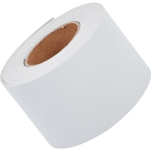 GORGECRAFT 50mm X 2m Lederriemen Zum Basteln 1.7mm Dickes Flaches Lederband Doppelseitige Litschi-Maserung Kunstlederstreifen Für Heimwerker Basteln Gitarrengürtel Geschenkverpackung Grau Weiß von GORGECRAFT