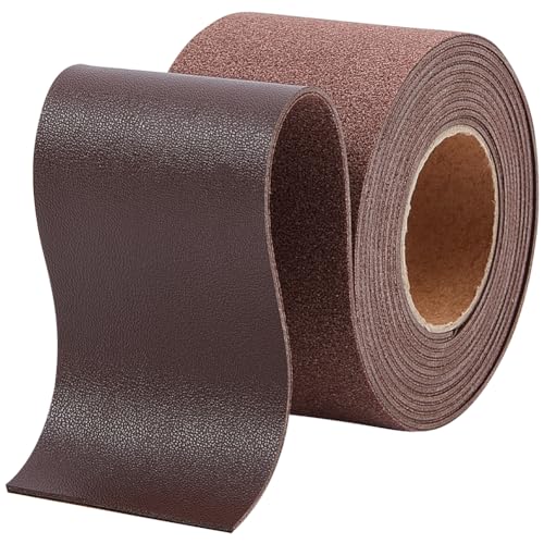 GORGECRAFT 50mm X 2m Litschi-Genarbte Lederstreifen Flaches Lederband 1.7mm Dick Einseitiger Kunstlederriemenfaden Für Heimwerker Gitarrengürtel Schmuckherstellung Werkzeugwerkstatt Kokosnuss Braun von GORGECRAFT
