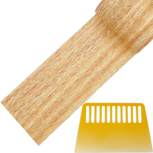 GORGECRAFT 57mm X 4.57m Holzmaserung-Klebeband Mit Schaber Navajo-Weißes Holz Strukturiert Selbstklebend Maserung Reparaturband Wasserdicht Für Tür Tisch Stuhl Möbel Bodendekoration von GORGECRAFT