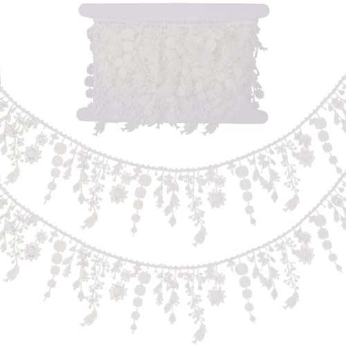 GORGECRAFT 5M Bestickte Spitzenborte Mit Quaste Band Blume Venedig Blumenmuster Nähen Häkelspitze Stoffstickerei Hochzeitsapplikation Aufnäher Aufkleber Für Heimwerker Basteln Nähen von GORGECRAFT