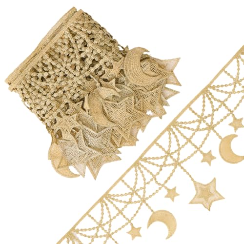 GORGECRAFT 5M Langes Goldenes Mondstern Band Bestickte Quaste Spitzenbesatz Venezianisches Blumenmuster Faserhäkelstoff Stickerei Hochzeitsapplikation Aufnäher Aufkleber Für Heimwerker Basteln GORGECRAFT 5M Langes Goldenes Mondstern Band Bestickte Quaste Spitzenbesatz Venezianisches Blumenmuster Faserhäkelstoff Stickerei Hochzeitsapplikation Aufnäher Aufkleber Für Heimwerker Basteln von GORGECRAFT