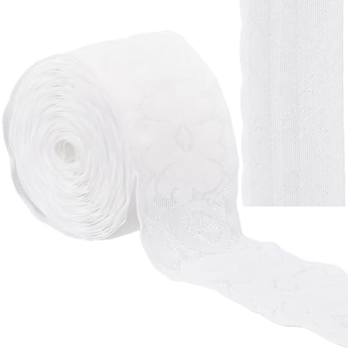 GORGECRAFT 5m Dehnbares Spitzenband 5.5cm Breit rutschfest Blumenmuster Elastisches Nähen Spitzenbesatz Kantenbesatz Für Stirnbänder Strumpfbänder Zuhause Dekoration Geschenkverpackungen Weiß von GORGECRAFT
