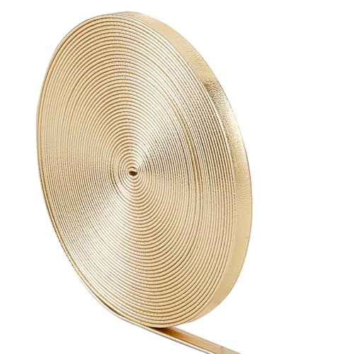 GORGECRAFT 5m Flache Metallic-Lederbänder 5mm Glänzendes Goldenes Lederband Glänzendes PU-Leder Spitzenstreifen Perlenschnur Bastelband Doppelseitiges Kunstzubehör Für Die Herstellung von GORGECRAFT