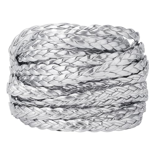 GORGECRAFT 5m Geflochtenes Lederband 7mm Silberfarbene PU-Lederschnüre 2mm Dick Flach Gefaltet Kunstleder-Seilfaden Für Armbänder Halsketten Schmuckherstellung DIY Flechten Geschenkverpackungen GORGECRAFT 5m Geflochtenes Lederband 7mm Silberfarbene PU-Lederschnüre 2mm Dick Flach Gefaltet Kunstleder-Seilfaden Für Armbänder Halsketten Schmuckherstellung DIY Flechten Geschenkverpackungen von GORGECRAFT