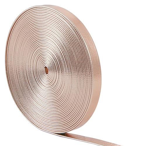 GORGECRAFT 5m X 7mm Flache Metallische Lederbänder Glänzende Lederschnur Glänzender PU-Leder-Spitzenstreifen Perlenschnur Bastelband Doppelseitiges Kunstzubehör Herstellung Bastel Roségold von GORGECRAFT