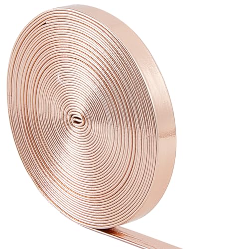 GORGECRAFT 5m X 8mm Metallische Lederbänder Glänzendes Flaches Lederband Glänzendes PU-Leder Abisolierer Perlenschnur Band Basteln Doppelseitige Streifen Kunstzubehör Basteln Roségold von GORGECRAFT