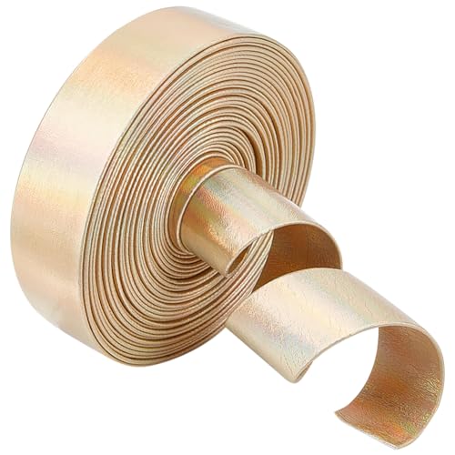 GORGECRAFT 5m x 20mm Metallische Lederbänder Flache Glänzende PU-Lederstreifen Glänzende Lederspitze Perlenschnur Doppelseitiges Lederzubehör Kunstkordel Zum Basteln von Schmuck, Gold von GORGECRAFT