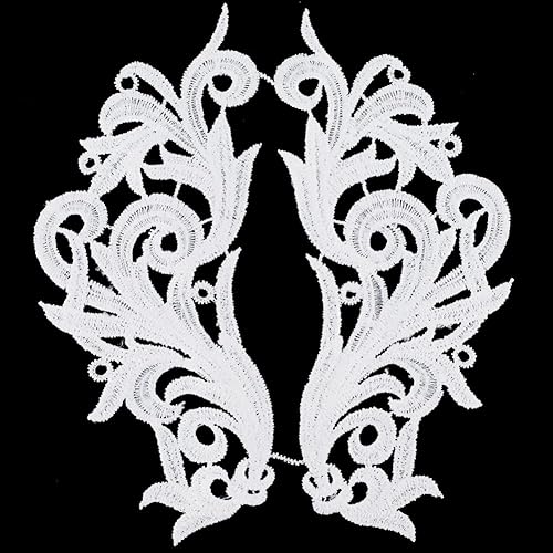 GORGECRAFT 6 Paar Weißer Blumen-Spitzenstoff Zum Nähen Florale Aufnäher Spitzenbesatz Spitze Zum Nähen von Borten Hochzeitskleid Kleidung DIY-Dekoration von GORGECRAFT