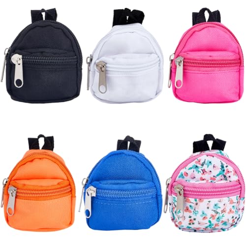 GORGECRAFT 6 Stile Mini-Puppen-Rucksack Miniatur-Haus-Rucksack Puppen-Reißverschluss Schultaschen Schlüssel Geldbörse Für Puppen Zubehör Kostüm Ornament Fotografie-Requisiten Schwarz Weiß Geschenke von GORGECRAFT