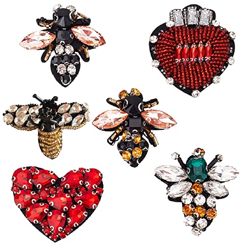 GORGECRAFT 6 Stück Perlen-Strass-Patches Herz Bienenform Kristallapplikationen Stoff Aufnäher Zum Aufbügeln Für Jeans Jacken Kleidung Schuhe Scrapbooking Handtasche DIY Dekoration Handwerk GORGECRAFT 6 Stück Perlen-Strass-Patches Herz Bienenform Kristallapplikationen Stoff Aufnäher Zum Aufbügeln Für Jeans Jacken Kleidung Schuhe Scrapbooking Handtasche DIY Dekoration Handwerk von GORGECRAFT