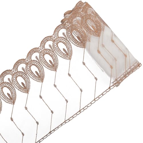 GORGECRAFT 6 m Bestickter Tüll Spitzenbesatz 26cm Breit Unelastisches Netz Zum Nähen Spitzenband Kantenbesatz Applikation Für Vorhänge Tischdecken Kleider Nähen Basteln Brautschleier Dekor Sattelbraun GORGECRAFT 6 m Bestickter Tüll Spitzenbesatz 26cm Breit Unelastisches Netz Zum Nähen Spitzenband Kantenbesatz Applikation Für Vorhänge Tischdecken Kleider Nähen Basteln Brautschleier Dekor Sattelbraun von GORGECRAFT