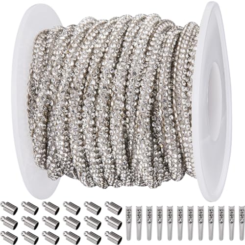 GORGECRAFT 6.25 Yard X 4mm Strass-Röhrenseil Klare Kristallschnur Glitzernde Glänzende Seilkordeln Mit 20 faltbaren Crimp-Kordelenden Und 20 Tonnen-Endkappen Für Die DIY Kleidungs- Und Schuhdekor GORGECRAFT 6.25 Yard X 4mm Strass-Röhrenseil Klare Kristallschnur Glitzernde Glänzende Seilkordeln Mit 20 faltbaren Crimp-Kordelenden Und 20 Tonnen-Endkappen Für Die DIY Kleidungs- Und Schuhdekor von GORGECRAFT