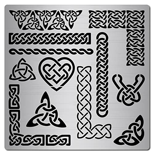 GORGECRAFT 6.3-Zoll-Metall-Triquetra-Knoten-Schablonen-Vorlagen Wikinger-Symbol Wicca Wiederverwendbare Schablonen Zum Malen Auf Holz-Wand-Leinwand-Möbeln, Holzverbrennung, Brandmalerei Gravur von GORGECRAFT