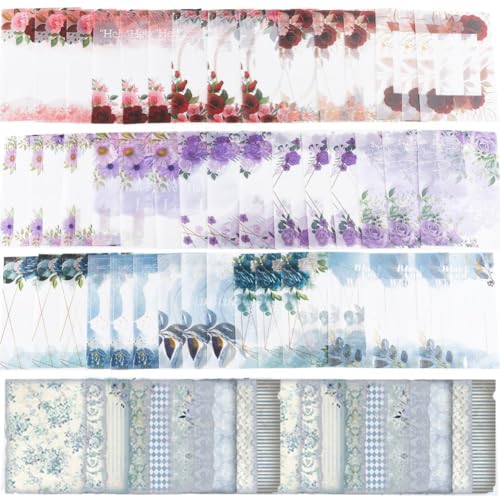 GORGECRAFT 60 Stück 4 Stile Scrapbooking-Papier Transparenter Hintergrund Dekoratives Papier Blumen-Serie Scrapbook-Zubehör Ästhetische DIY-Bastelsets Grußkarten-Hintergrund Papiermagazin von GORGECRAFT