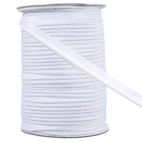 GORGECRAFT 64 m Weißes Schrägband 10mm Breit Polyester Polsterpaspel Maxi Bindung Kleidungsdekoration Besatzband Bänder Mit Kederschnurlippe Zum Nähen Quilten Binden Säumen DIY Basteln von GORGECRAFT