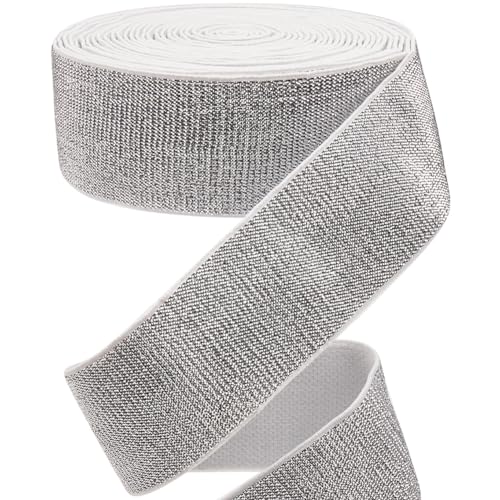 GORGECRAFT 6m Silbernes Glitzer-Gummiband 4cm Breit Metallisches Stretchband Zum Nähen Gewebte Strickspule Besatz Stirnband Zum Basteln von Hosenbund Taillengurt Kleidungsstück Kleidungszubehör GORGECRAFT 6m Silbernes Glitzer-Gummiband 4cm Breit Metallisches Stretchband Zum Nähen Gewebte Strickspule Besatz Stirnband Zum Basteln von Hosenbund Taillengurt Kleidungsstück Kleidungszubehör von GORGECRAFT