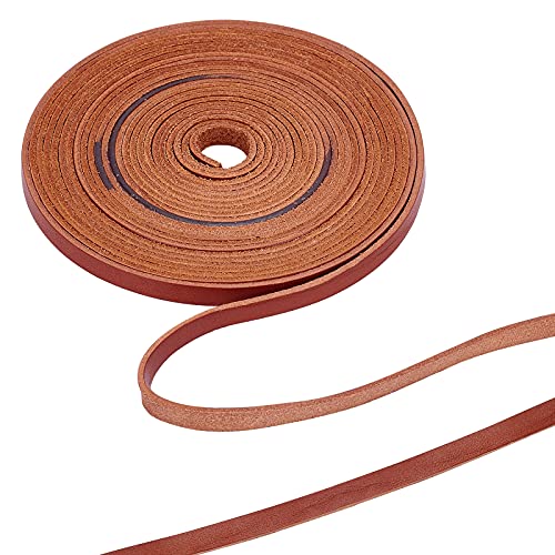 GORGECRAFT 6mm Braune Flache Lederschnur Lederschnur Vollkornschnur Spitze Rindsleder Streifen Für Schmuckherstellung DIY Bastelprojekte Gürtel Schlüsselanhänger 5.5 Yards von GORGECRAFT