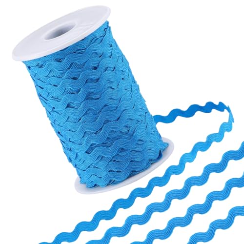 GORGECRAFT 75 m Ric Rac Borte 5mm Breites Gewelltes Biegeband Rick Rack Fransenbesatz Blaues Wellen Polyester Gurtband Zickzack Kantenbesatz Zum Nähen Heimwerken Basteln Geschenkverpackung Schleifenhe von GORGECRAFT