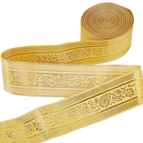 GORGECRAFT 7m Jacquard-Tirolerband Ethnischer Stil 33mm Goldglitter Metallischer Besatz Florale Gewebte Verzierung Für DIY-Nähzubehör Geschenkverpackung Handgefertigte Taschenherstellung Basteln GORGECRAFT 7m Jacquard-Tirolerband Ethnischer Stil 33mm Goldglitter Metallischer Besatz Florale Gewebte Verzierung Für DIY-Nähzubehör Geschenkverpackung Handgefertigte Taschenherstellung Basteln von GORGECRAFT