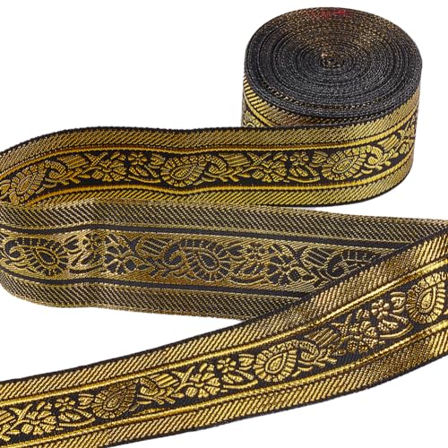 GORGECRAFT 7m Jacquard-Tirolerband Ethnischer Stil 33mm Goldglitzernder Metallbesatz Floral Gewebt Schwarze Verzierung Für DIY-Nähzubehör Geschenkverpackung Handgefertigte Taschenherstellung GORGECRAFT 7m Jacquard-Tirolerband Ethnischer Stil 33mm Goldglitzernder Metallbesatz Floral Gewebt Schwarze Verzierung Für DIY-Nähzubehör Geschenkverpackung Handgefertigte Taschenherstellung von GORGECRAFT