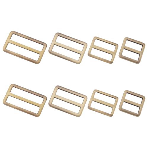 GORGECRAFT 8 Stück 4 Stile Flache Metall Schiebeschnalle Schieber Gurtband Tri Glide Schnallen Legierung Verstellbare Triglide Knöpfe Verschlüsse Für Gurthalter Geldbörse Tasche Zubehör Antik Bronze von GORGECRAFT