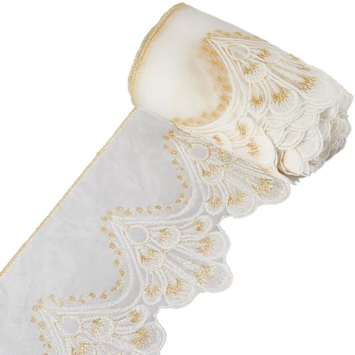 GORGECRAFT 9,1 m Metallic-Netz-Spitzenband, goldfarben, bestickt, Blumenspitzenband, 19,8 cm breit, Blumen-Band, Applikation, Stoff, Handwerk für Vorhang, Tischdecke, Braut, Hochzeit, Dekorationen GORGECRAFT 9,1 m Metallic-Netz-Spitzenband, goldfarben, bestickt, Blumenspitzenband, 19,8 cm breit, Blumen-Band, Applikation, Stoff, Handwerk für Vorhang, Tischdecke, Braut, Hochzeit, Dekorationen von GORGECRAFT