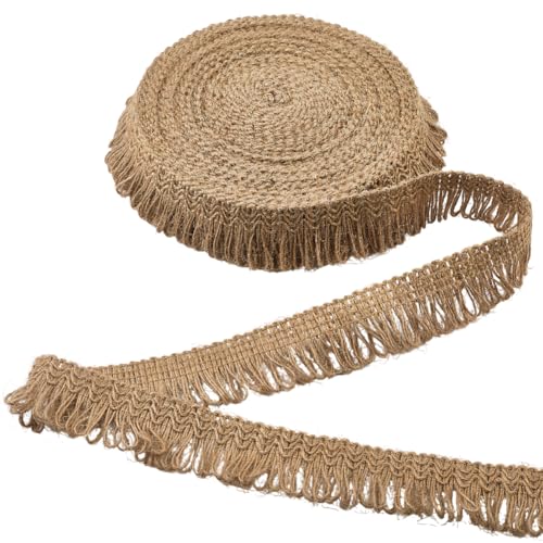 GORGECRAFT 9 Meter Jute-Spitzenborte, Band, Jute, Fransen, Quaste, Band, 3,1 cm breit, Boho, geknotete Dekoration, Trimmkette, Faser, hellbraun, Zubehör für Kleidung, Lampenschirm, Vorhang, Basteln GORGECRAFT 9 Meter Jute-Spitzenborte, Band, Jute, Fransen, Quaste, Band, 3,1 cm breit, Boho, geknotete Dekoration, Trimmkette, Faser, hellbraun, Zubehör für Kleidung, Lampenschirm, Vorhang, Basteln von GORGECRAFT