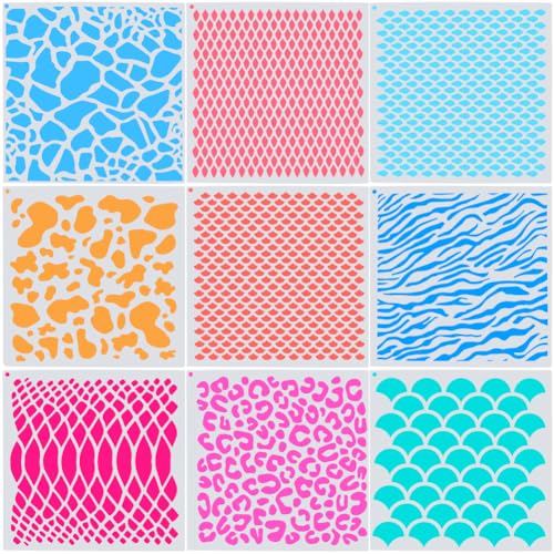 GORGECRAFT 9 Stil 15x15cm Schablonen Für Tierhaut Druck Leoparden Kuh Fischschuppen Und Tiger Druck Vorlagen Wiederverwendbar Waschbar Quadratischer Malschablonen Aus Kunststoff Schild Für Holzbod GORGECRAFT 9 Stil 15x15cm Schablonen Für Tierhaut Druck Leoparden Kuh Fischschuppen Und Tiger Druck Vorlagen Wiederverwendbar Waschbar Quadratischer Malschablonen Aus Kunststoff Schild Für Holzbod von GORGECRAFT