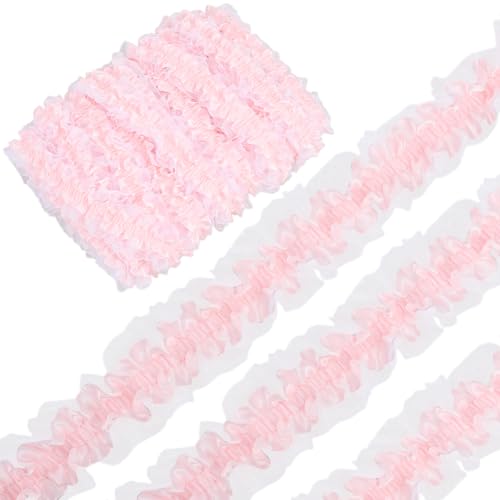 GORGECRAFT 9 m Plissierter Spitzenbesatz Rosa 3.8cm Breit Stickerei Rüschen Chiffon Kantenbesatz Band Gerafftes Netz Tüllstoff Applikation Kantenbesatz Zum Nähen von Brautkleidern Kostümen Dekoratione GORGECRAFT 9 m Plissierter Spitzenbesatz Rosa 3.8cm Breit Stickerei Rüschen Chiffon Kantenbesatz Band Gerafftes Netz Tüllstoff Applikation Kantenbesatz Zum Nähen von Brautkleidern Kostümen Dekoratione von GORGECRAFT