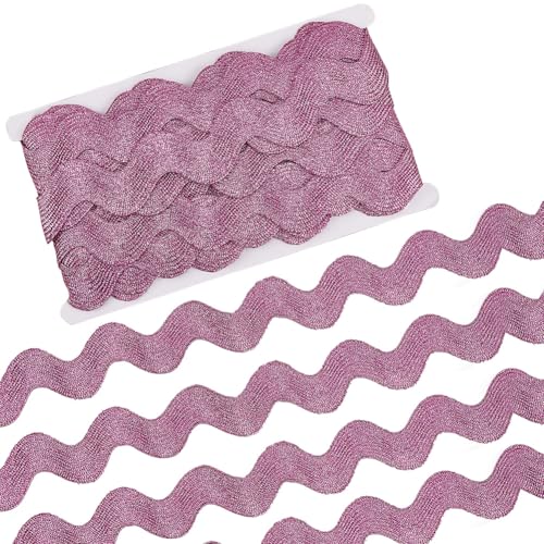 GORGECRAFT 9.1 m 4cm Glitzer Spitzenbesatz Rick Rack Wellen Biege Fransenbesatz Großes Nähen Geflochtener Webstoff Zum Basteln Weihnachten Hochzeit Stoffparty (Hellviolett) von GORGECRAFT