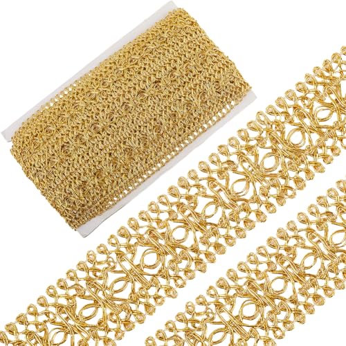 GORGECRAFT 9.14 m X 3.5cm Goldfarbene Metallische Borte Spitzenband Verzierung Dekorative Polsterung Gimp Besatz Für Weihnachten Hochzeit Kleidung Nähen Schmuck Basteln Vorhänge Schonbezüge Kostüme von GORGECRAFT