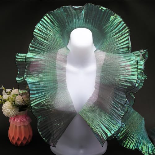 GORGECRAFT 9mx13cm Gerüschter Stoff-Organza-Besatz Farbverlauf Plissiert Lotusblatt-Besatz Spitzenstoffband Tüll-Bordüre Retro-Chiffon-Besatz Dekorative Applikation Zum Nähen Kostüm Basteln, Blaugrün GORGECRAFT 9mx13cm Gerüschter Stoff-Organza-Besatz Farbverlauf Plissiert Lotusblatt-Besatz Spitzenstoffband Tüll-Bordüre Retro-Chiffon-Besatz Dekorative Applikation Zum Nähen Kostüm Basteln, Blaugrün von GORGECRAFT