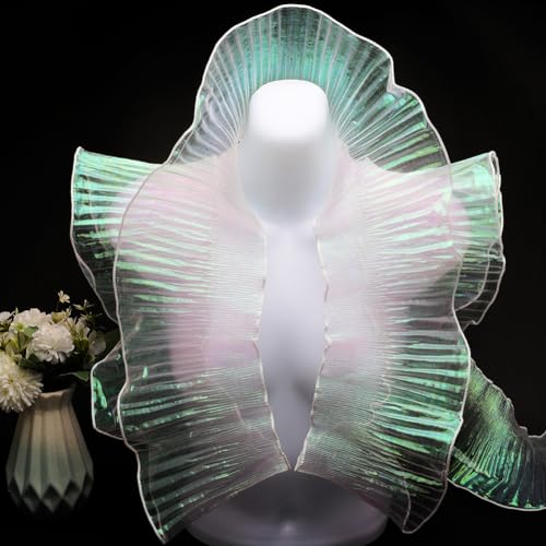 GORGECRAFT 9mx13cm Gerüschter Stoff-Organza-Besatz Farbverlauf Plissiert Lotusblatt Spitzenstoffband Tüll-Bordüre Retro-Chiffon Dekorative Applikation Zum Nähen Kostüm Basteln (Bunt) von GORGECRAFT