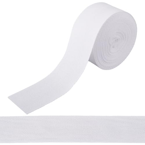 GORGECRAFT Baumwoll-Twill-Band mit Fischgrätenmuster, 9 m x 5,1 cm, weißes Fischgrätenmuster, Schrägband, Rolle, Besatz für Kleidung, Nähen, Schneidern, Teppich, Nahtbindung, Geschenkverpackung von GORGECRAFT