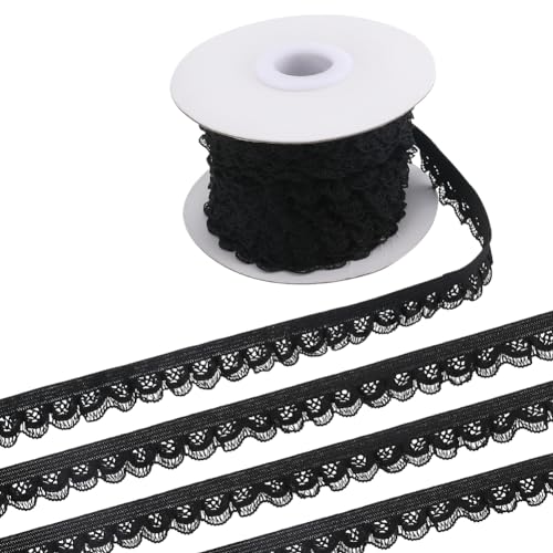 GORGECRAFT 10 Yard Schwarze Elastische Spitzenbesatzrolle 13mm Breit Blumenmuster Dehnbares Spitzenband Dessous-Kantenbesatz Gehäkelte Nähspitze Für Heimwerker Kleidung Geschenkverpackungen GORGECRAFT 10 Yard Schwarze Elastische Spitzenbesatzrolle 13mm Breit Blumenmuster Dehnbares Spitzenband Dessous-Kantenbesatz Gehäkelte Nähspitze Für Heimwerker Kleidung Geschenkverpackungen von GORGECRAFT