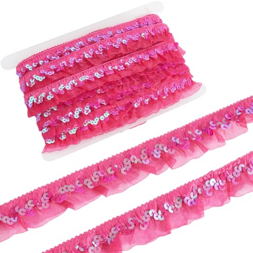 GORGECRAFT Elastisches Organza Stoffband Pailletten Chiffon Spitzenrandbesatz Hot Pink Geraffte Rüschen Plissiertes Netz Dehnbarer Fransenbesatz Zum Nähen Für Geschenkpakete Verpackungstücher Bastelar GORGECRAFT Elastisches Organza Stoffband Pailletten Chiffon Spitzenrandbesatz Hot Pink Geraffte Rüschen Plissiertes Netz Dehnbarer Fransenbesatz Zum Nähen Für Geschenkpakete Verpackungstücher Bastelar von GORGECRAFT