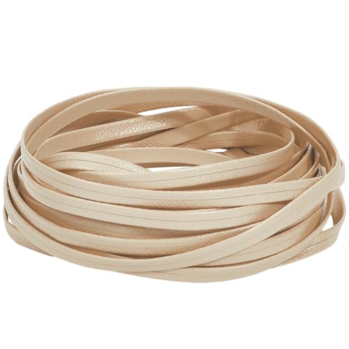 GORGECRAFT Flaches Lederband 5.5 Yard 5mm Lederschnur 1mm Dick Doppelseitig Lederband Mit Litschi Muster Glänzende Spitzenstreifen Aus Lammleder Weiches PU Leder Umschlagbesatz Für Heimwerkerarbeiten von GORGECRAFT