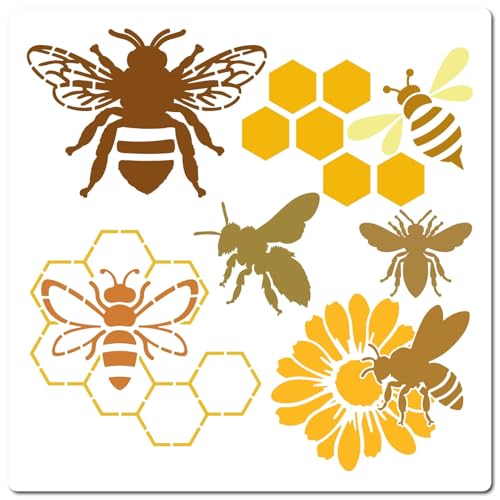 GORGECRAFT Große Bienen Schablone Zum Malen 30cm Waben Sonnenblumen Zeichenkunst Vorlage Wiederverwendbare PET Schichtungs Zeichen Malschablone Dekorationen Auf Holz Wänden Stoff Fliesen Böden Möbeln GORGECRAFT Große Bienen Schablone Zum Malen 30cm Waben Sonnenblumen Zeichenkunst Vorlage Wiederverwendbare PET Schichtungs Zeichen Malschablone Dekorationen Auf Holz Wänden Stoff Fliesen Böden Möbeln von GORGECRAFT