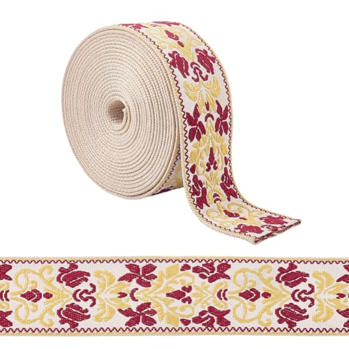 GORGECRAFT Jacquard-Blumenband, 5 cm, Gelb / Rot, Boho, ethnische Stickerei, gewebter Rand, Fransen, Jacquard-Gurtband, Geldbörse, Gürtel, für Tasche, Kleidung, Verzierung, Nähen, Basteln GORGECRAFT Jacquard-Blumenband, 5 cm, Gelb / Rot, Boho, ethnische Stickerei, gewebter Rand, Fransen, Jacquard-Gurtband, Geldbörse, Gürtel, für Tasche, Kleidung, Verzierung, Nähen, Basteln von GORGECRAFT