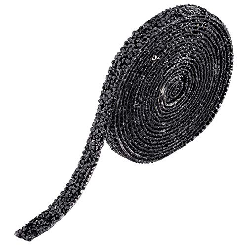 GORGECRAFT Kristall Strassband, 1 Yard 1 cm Strassband Trim Crystal Sparkling Strassband Resin Hotfix Belt, Schwarz von GORGECRAFT