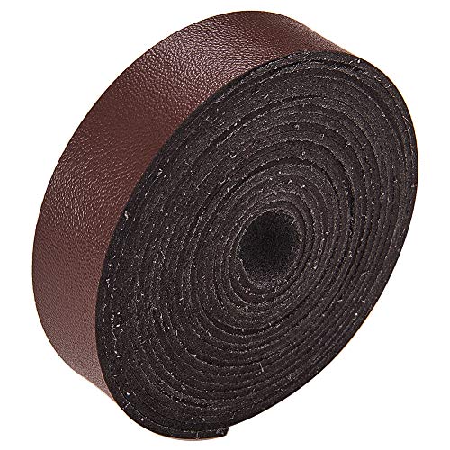 GORGECRAFT Lederband 1,5 cm breit 200 cm lang Mikrofaser-Kunstleder flach geflochten Lederband für Handwerk Werkzeug Werkstatt handgefertigt Kaffee von GORGECRAFT