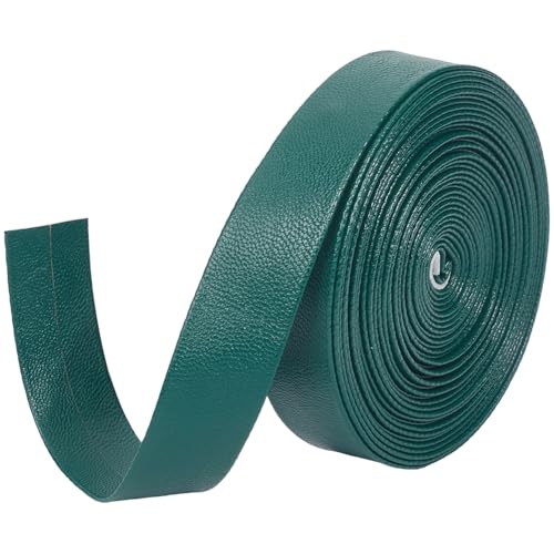 GORGECRAFT Lederbesatzband 5 m X 20mm Kunstlederband 1mm Dick Umklappbare Lederstreifen Lammfellstruktur Flache Lederschnur Für Heimwerker Gürtel Armbänder Schmuckherstellung Dunkelgrün von GORGECRAFT