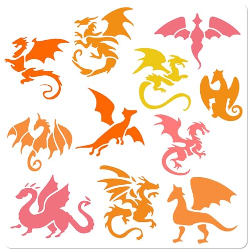 GORGECRAFT Malschablonen Mit Drachenmotiv Groß Verschiedene Drachen Mit Flügeln Bastel Ornament Malschablonen Wiederverwendbar Weißes PET Zeichenvorlage Zum Bemalen von Holzwänden DIY Bastelstoff 30x3 GORGECRAFT Malschablonen Mit Drachenmotiv Groß Verschiedene Drachen Mit Flügeln Bastel Ornament Malschablonen Wiederverwendbar Weißes PET Zeichenvorlage Zum Bemalen von Holzwänden DIY Bastelstoff 30x3 von GORGECRAFT