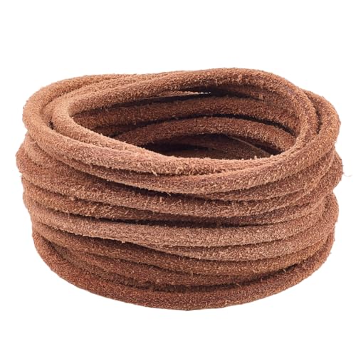 GORGECRAFT Mattiertes Echtlederband 5 m X 5.5mm Rund Lederschnur Rindslederseil Natürliches Yak Fell Flechtfäden Für Heimwerker Basteln Armbänder Halsketten Schlüsselanhänger Schnürsenkel Schmuckherst GORGECRAFT Mattiertes Echtlederband 5 m X 5.5mm Rund Lederschnur Rindslederseil Natürliches Yak Fell Flechtfäden Für Heimwerker Basteln Armbänder Halsketten Schlüsselanhänger Schnürsenkel Schmuckherst von GORGECRAFT