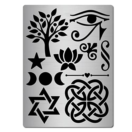 GORGECRAFT Metall Auge des Horus Schablone Baum des Lebens Lotus Mond Wikinger Symbol Triquetra Knoten Schablonen Malen Wiederverwendbare Schablone Zum Malen, Holzverbrennung, Brandmalerei Und Gravur GORGECRAFT Metall Auge des Horus Schablone Baum des Lebens Lotus Mond Wikinger Symbol Triquetra Knoten Schablonen Malen Wiederverwendbare Schablone Zum Malen, Holzverbrennung, Brandmalerei Und Gravur von GORGECRAFT